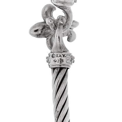 David Yurman Sterling Silver Diamond 3mm Cable Collectibles Fleur De Lis Bracelet 3 of 3