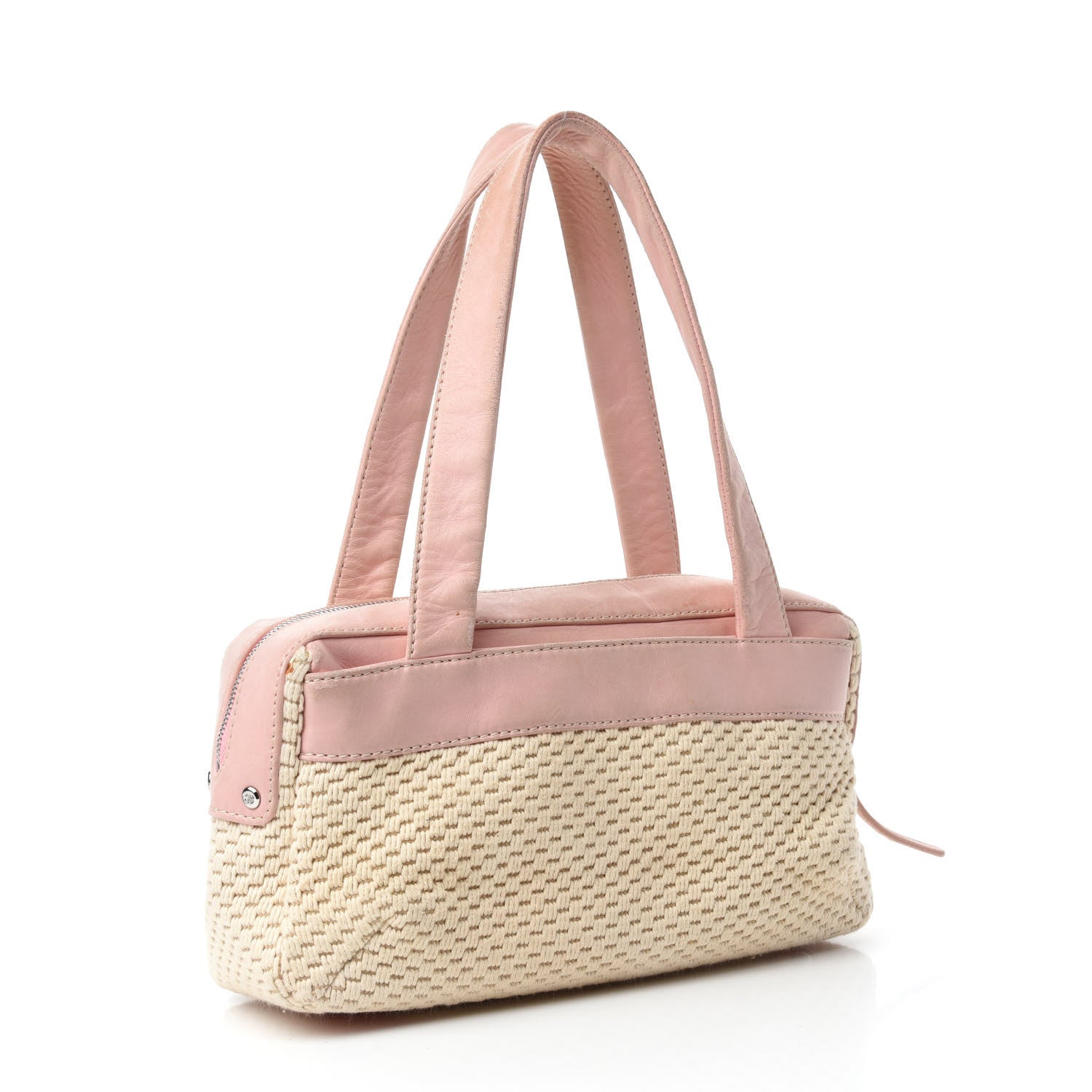 Chanel Canvas Woven Lambskin Lax Shoulder Bag Pink 3 of 14