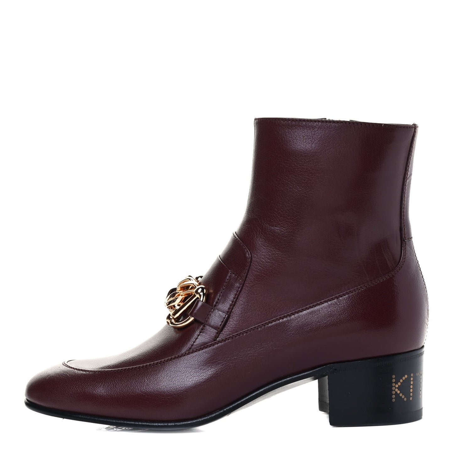 Goatskin Kitten Chain Horsebit Ankle Boots 39.5 Bordeaux