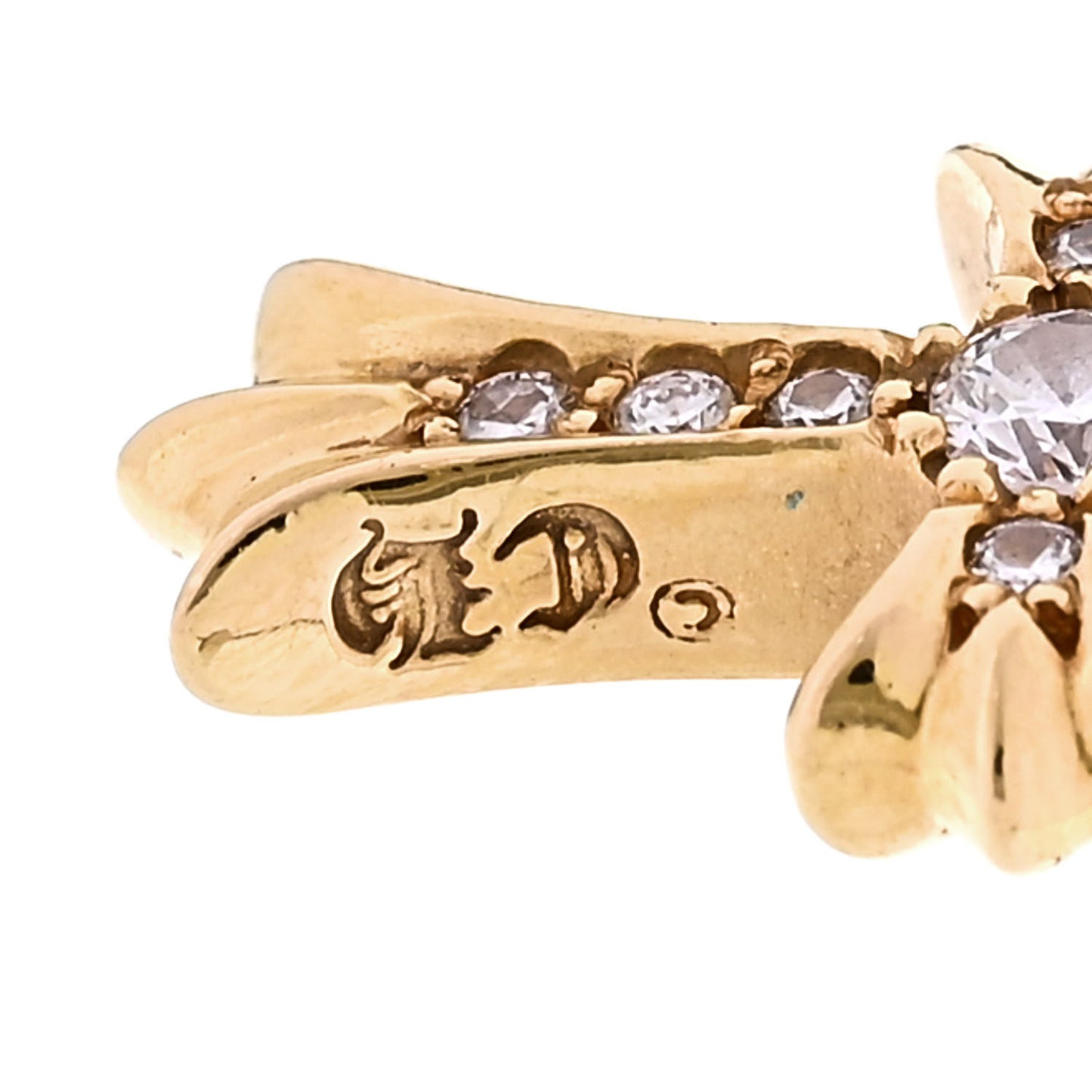 22K Yellow Gold Diamond Baby Fat Cross Pave Pendant
