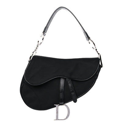 Christian Dior Canvas Patent Calfskin Saddle Bag Black 1 of 17