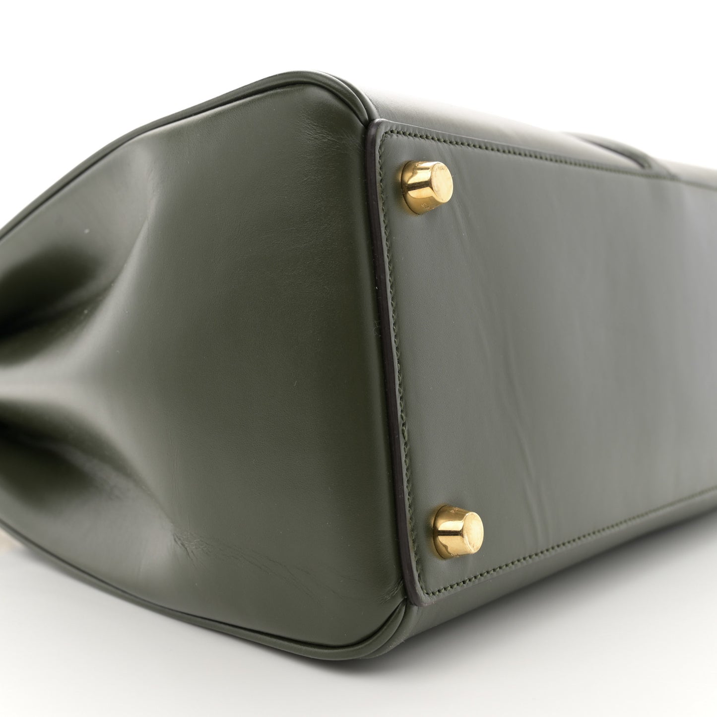 Satinated Calfskin Medium 16 Top Handle Bag Khaki