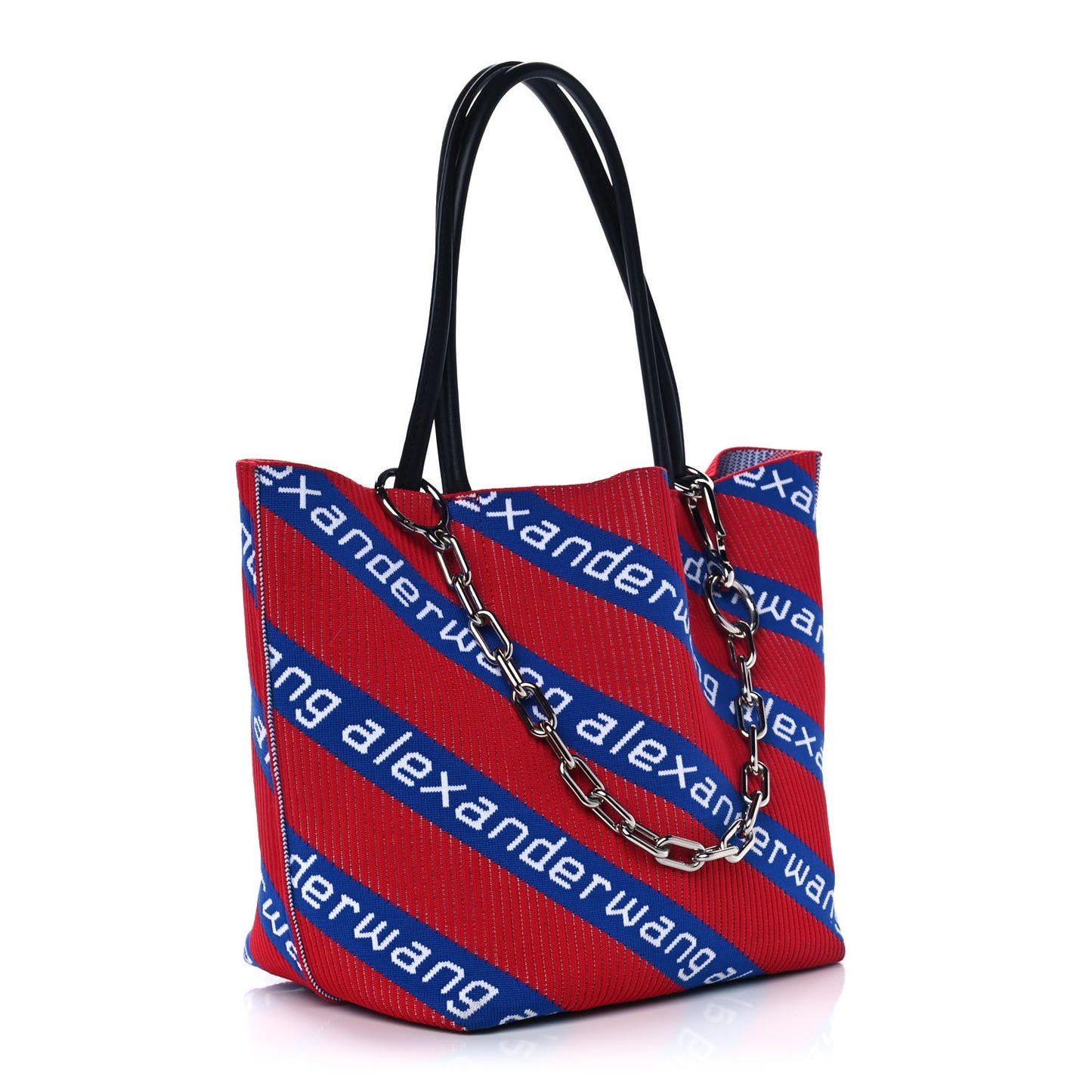 Knit Jacquard Diagonal Logo Roxy Tote Red Blue