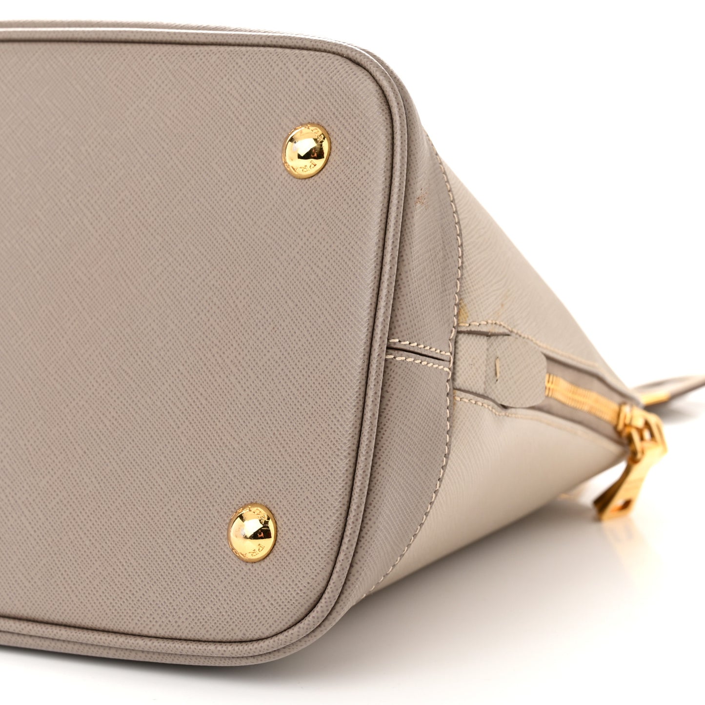 Saffiano Lux Bi-Color Promenade Dome Tote Pomice Argilla