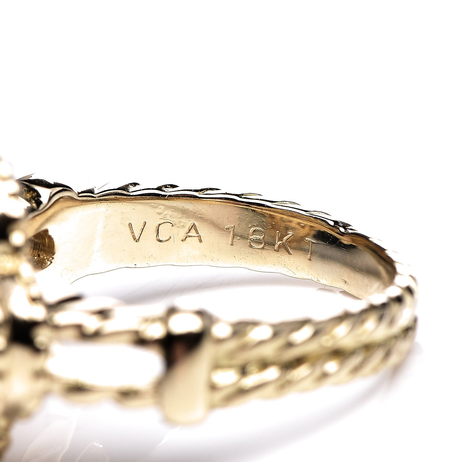 Van Cleef & Arpels 18K Yellow Gold Diamond Vintage Alhambra Ring 50 5.25 5 of 6