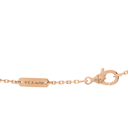 Van Cleef & Arpels 18K Rose Gold Diamond Black Onyx Vintage Alhambra Pendant Necklace 4 of 7