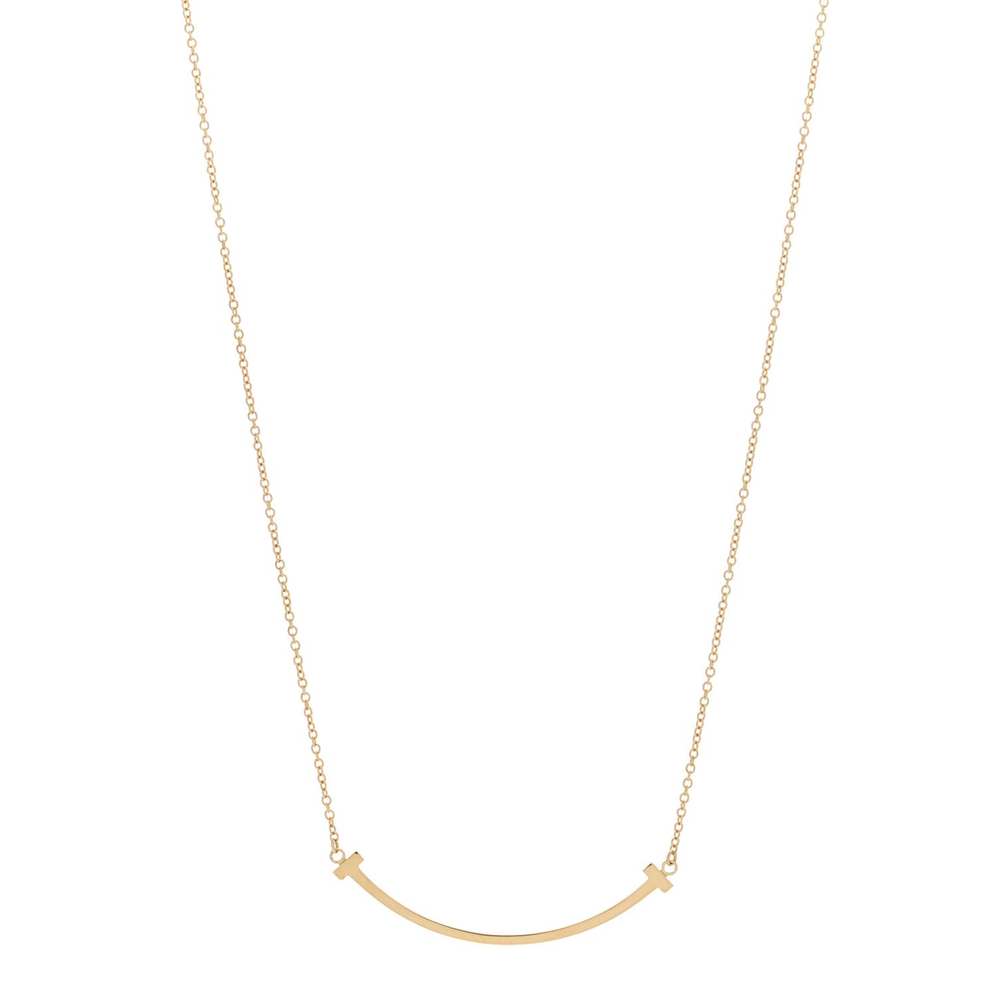 18K Yellow Gold Small T Smile Pendant Necklace