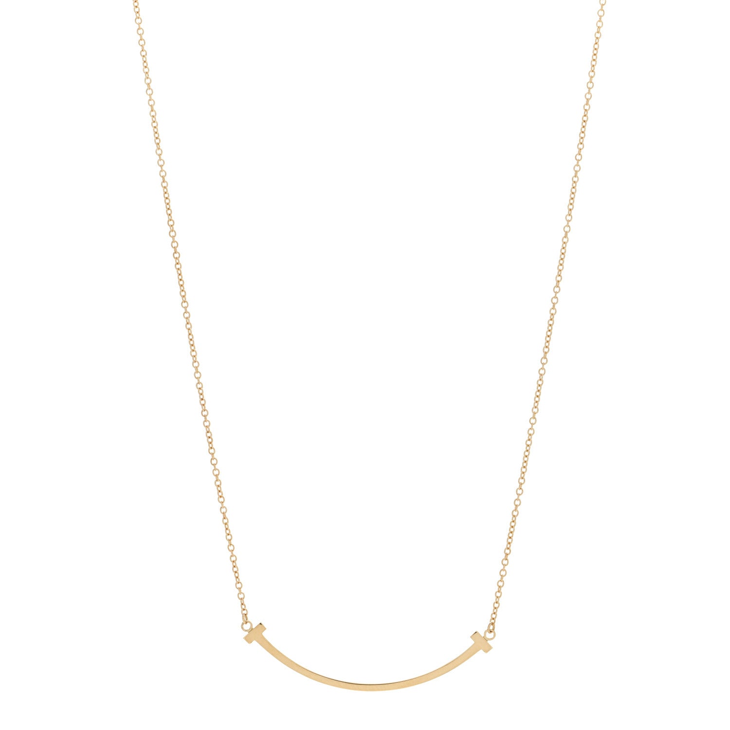 Tiffany 18K Yellow Gold Small T Smile Pendant Necklace 1 of 4