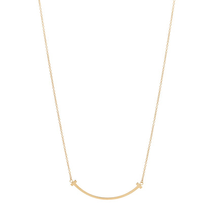 Tiffany 18K Yellow Gold Small T Smile Pendant Necklace 1 of 4