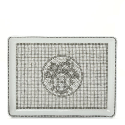 Hermes Porcelain Mosaique Au 24 Sushi Plate Platine 1 of 7