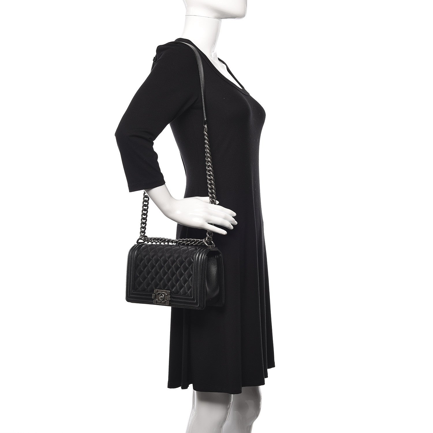 Chanel Caviar Quilted Medium Boy Flap Black 2 of 12