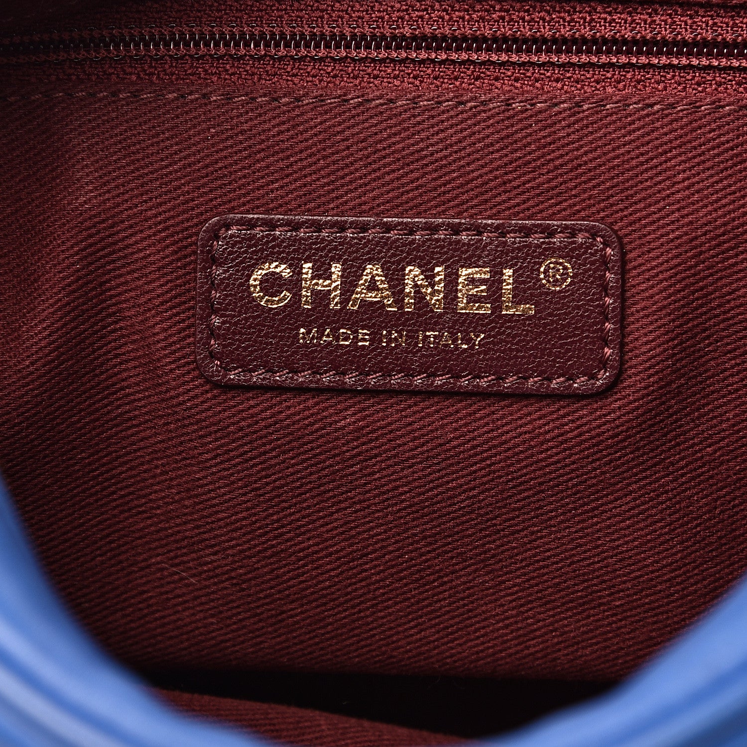 Chanel Lambskin Chevron Quilted Pyramid CC Camera Case Blue 5 of 14