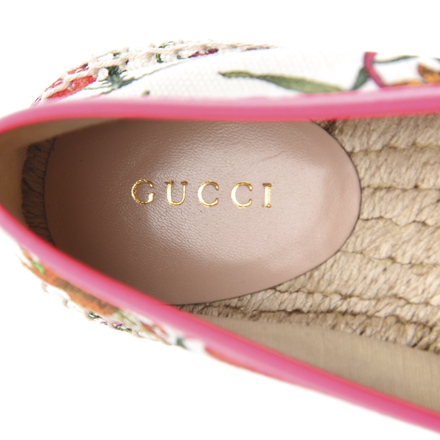 Canvas Flora Print Espadrilles 38.5 White Multicolor Fuxia