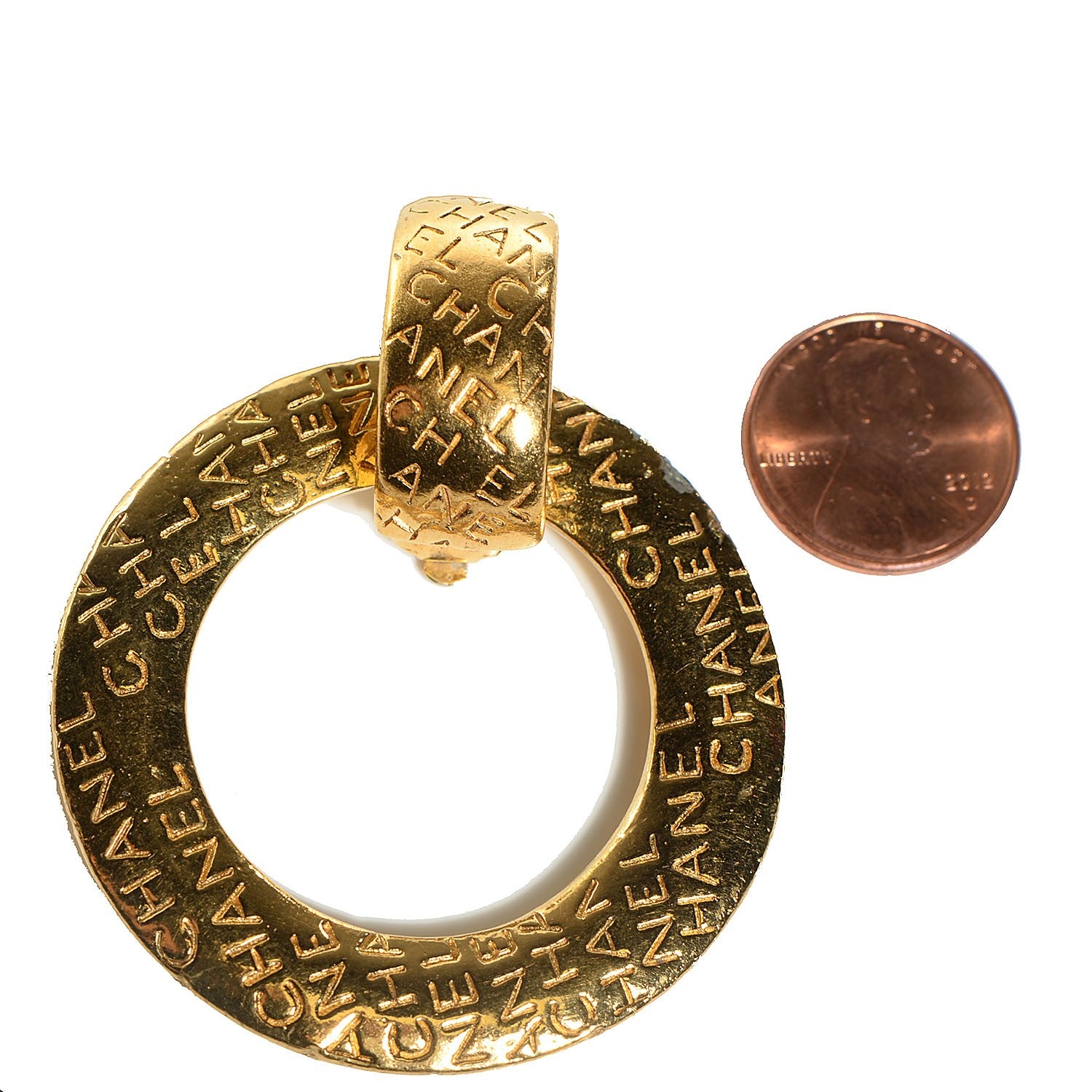 Chanel Hoop Clip On Earrings Gold 2 of 4