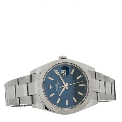 Rolex Stainless Steel 18K White Gold 41mm Oyster Perpetual Datejust Watch Bright Blue 126334 2 of 5