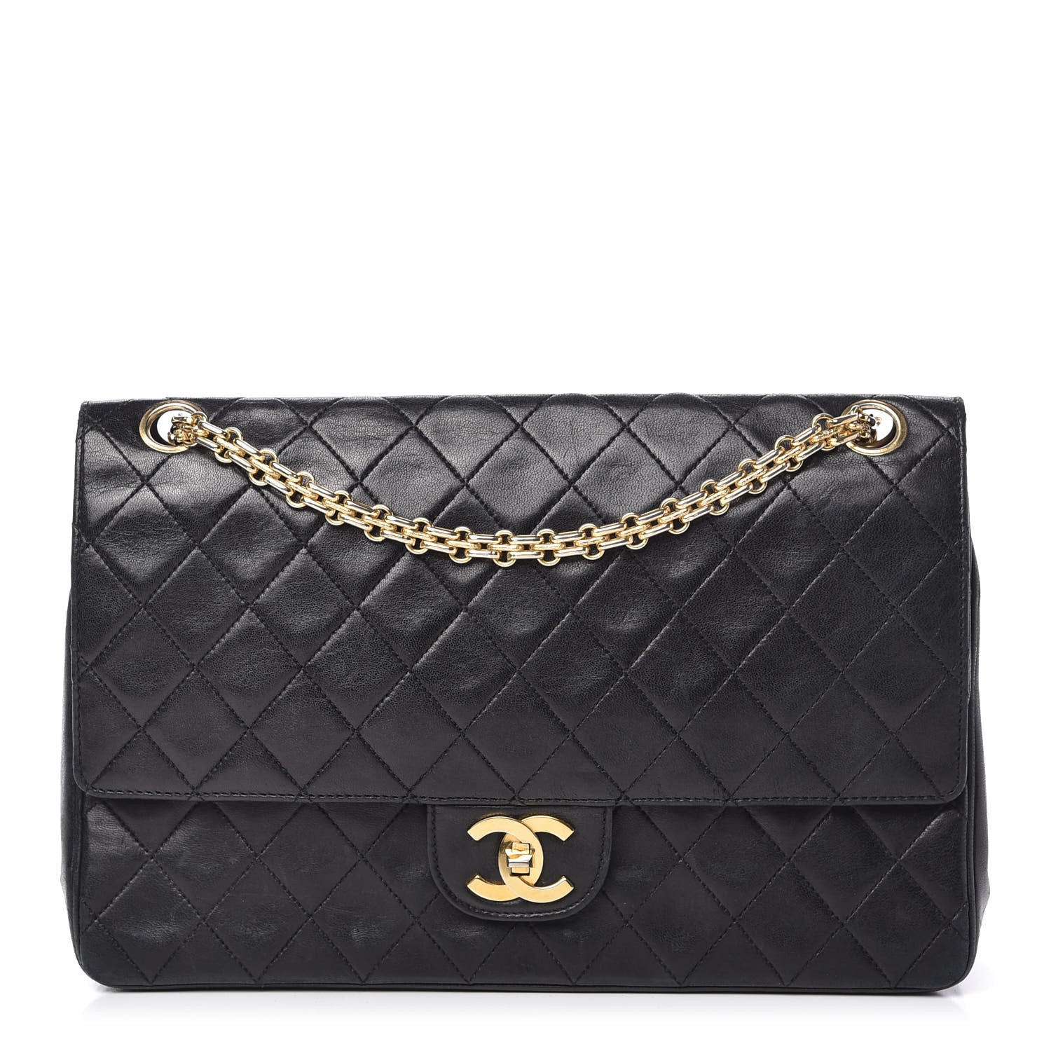 Chanel Lambskin Quilted Medium Double Flap Bijoux Chain Black 1 of 11