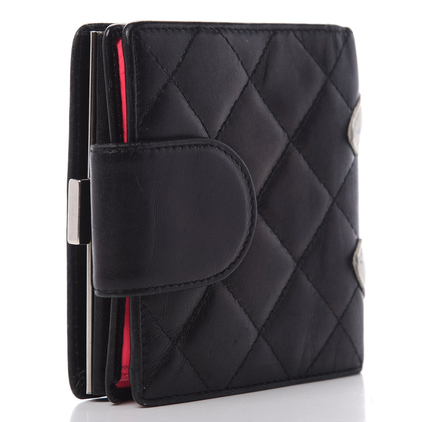 Calfskin Quilted Cambon Bi-Fold Wallet Black White