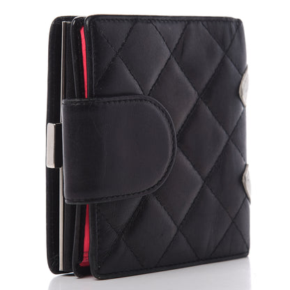 Chanel Calfskin Quilted Cambon Bi-Fold Wallet Black White 3 of 10