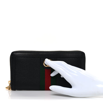 Gucci Calfskin Web Ophidia Zip Around Wallet Black 2 of 7