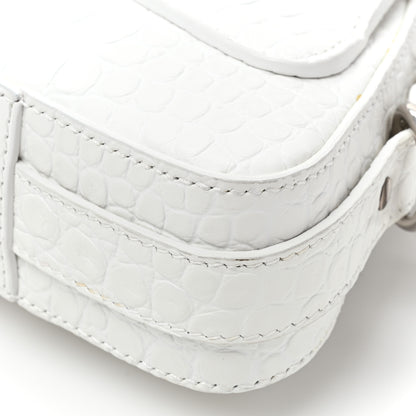 Balenciaga Calfskin Crocodile Embossed Small Lindsay Shoulder Bag Optic White 10 of 11