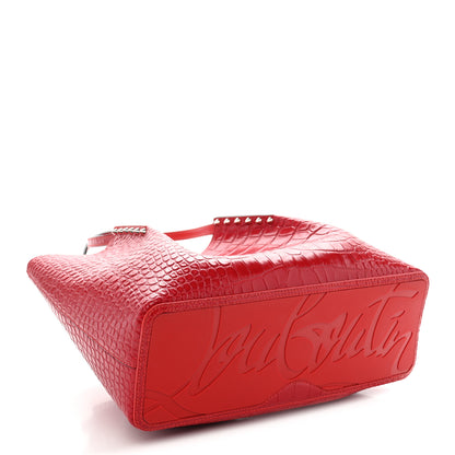 Christian Louboutin Crocodile Embossed Calfskin Spiked Small Cabarock Shopper Tote Red 4 of 10