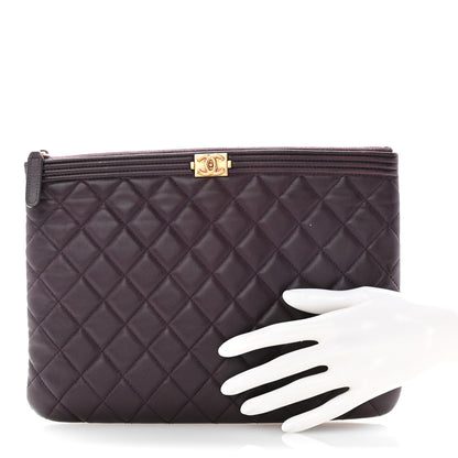 Chanel Lambskin Quilted Medium Boy Cosmetic Case Purple 2 of 8