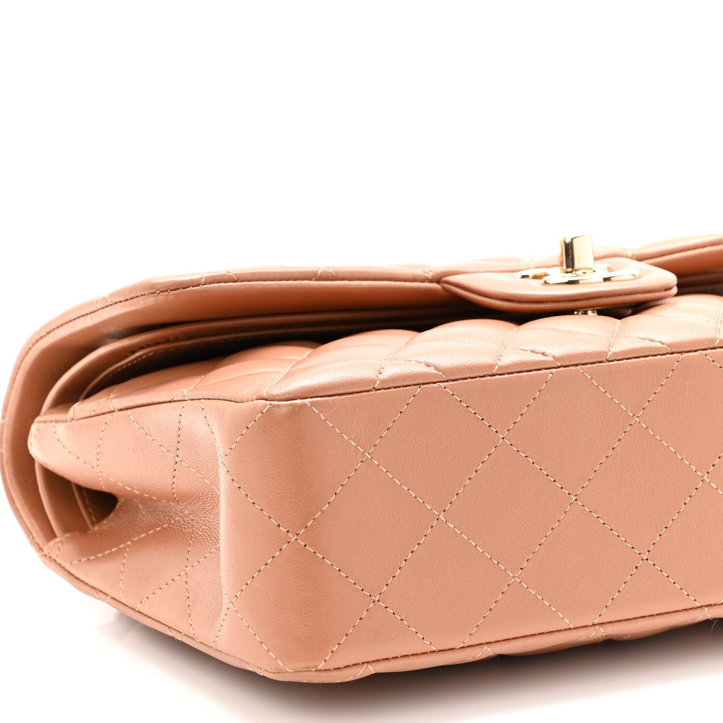 Lambskin Quilted Small Double Flap Brown