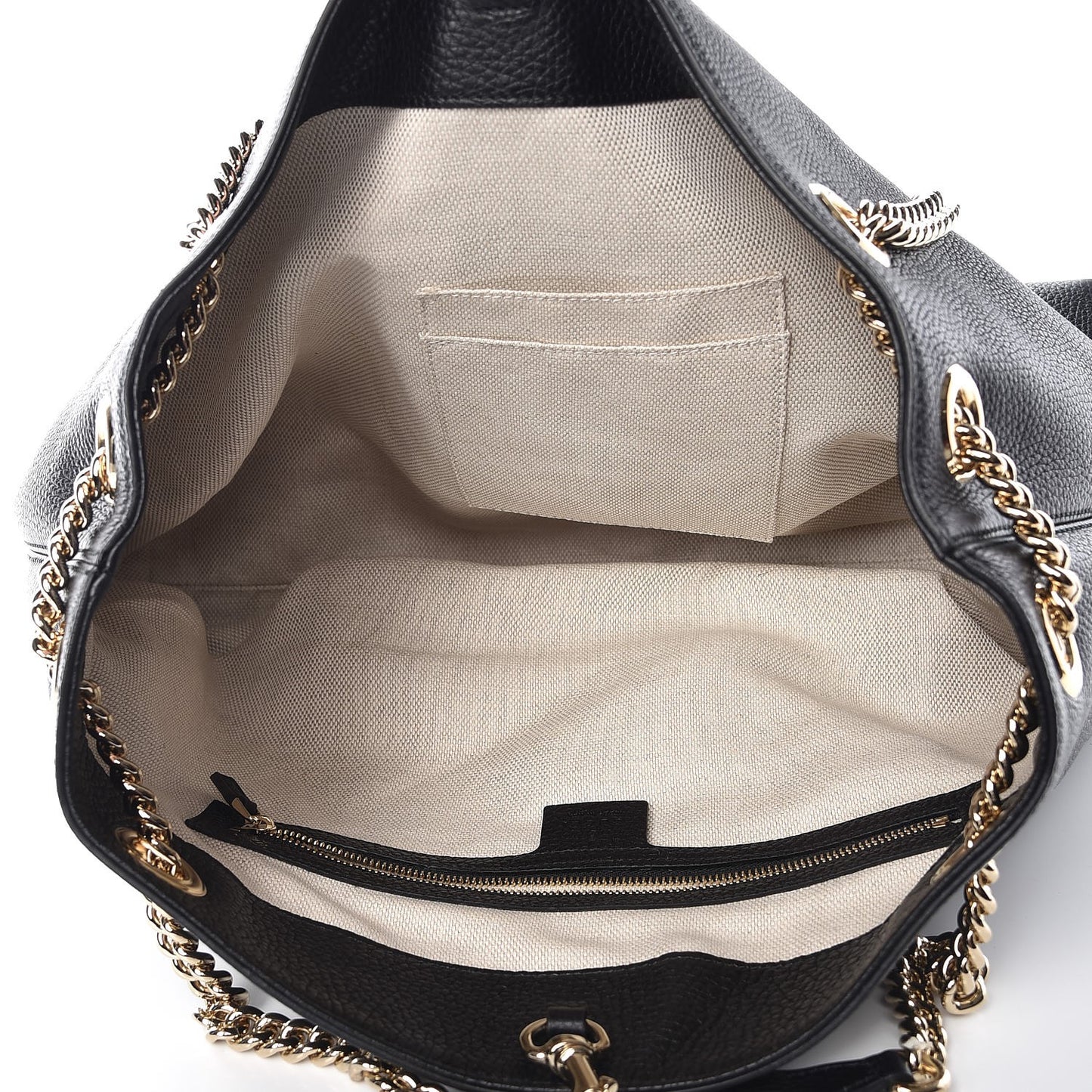 Pebbled Calfskin Medium Soho Chain Shoulder Bag Black