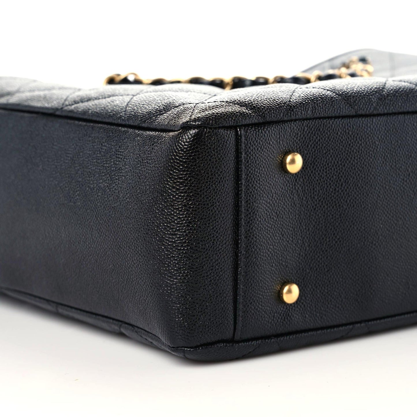 Caviar Quilted Small Shopping Tote Black