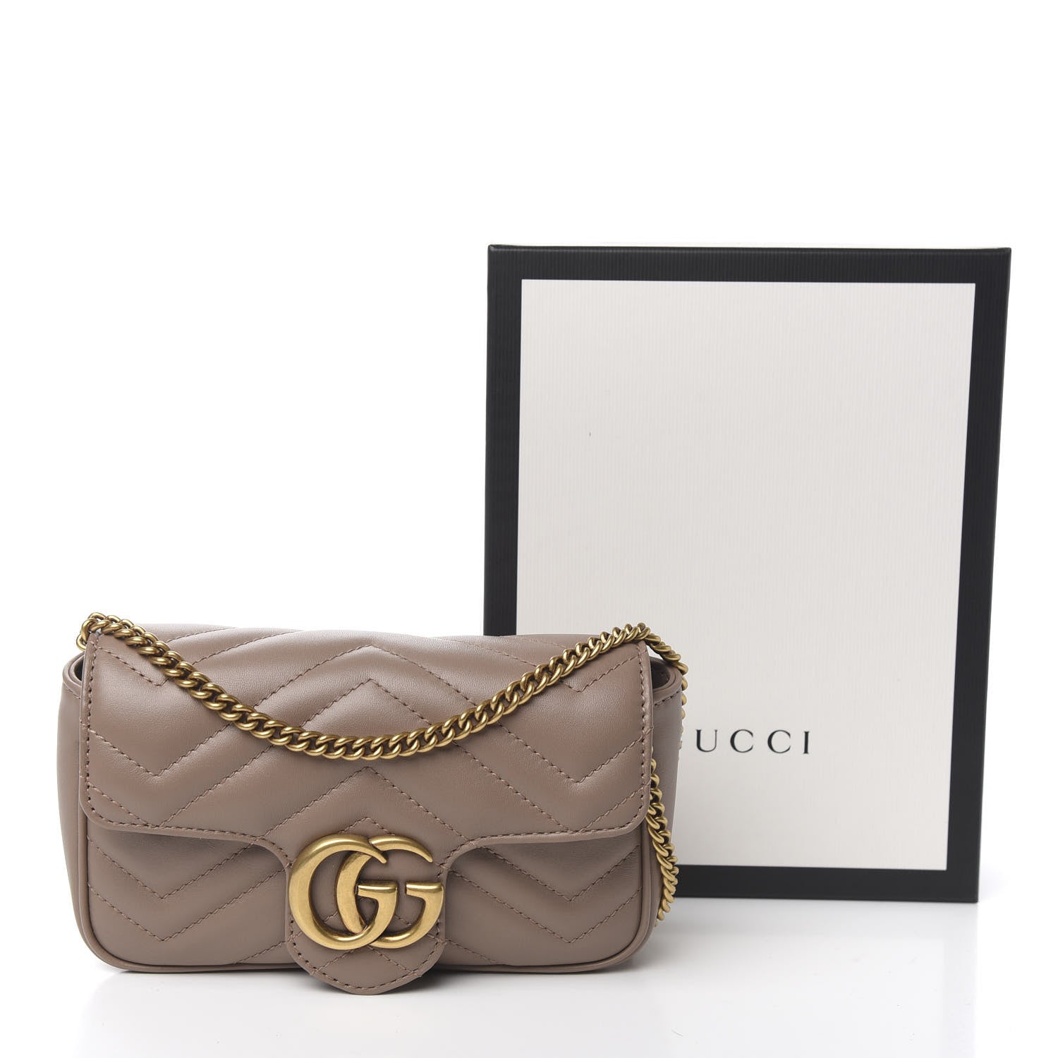 Gucci Calfskin Matelasse Super Mini GG Marmont Shoulder Bag Porcelain Rose 10 of 10