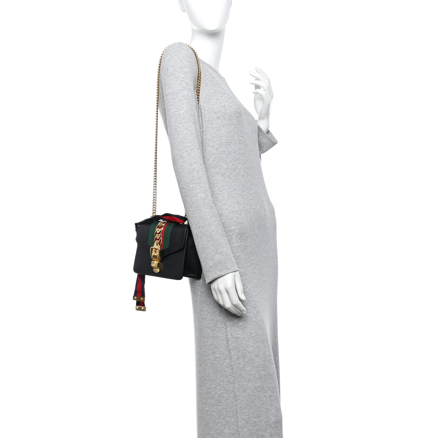 Calfskin Mini Sylvie Chain Shoulder Bag Black