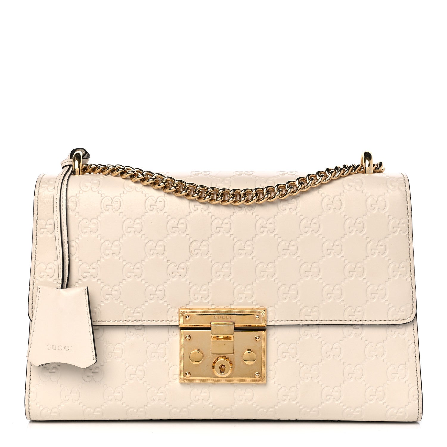 Gucci Guccissima Medium Padlock Shoulder Bag Mystic White 1 of 18