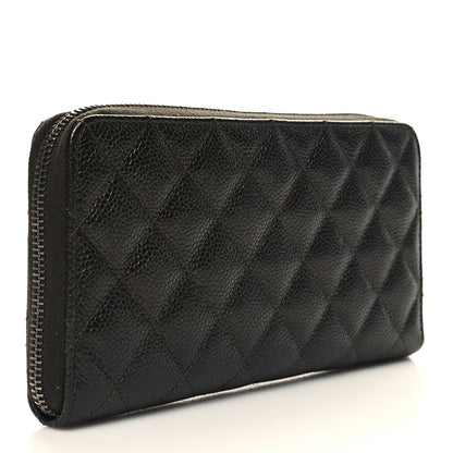 Chanel Caviar Quilted Large Gusset Zip Around Wallet Dark Charcoal 2 of 10