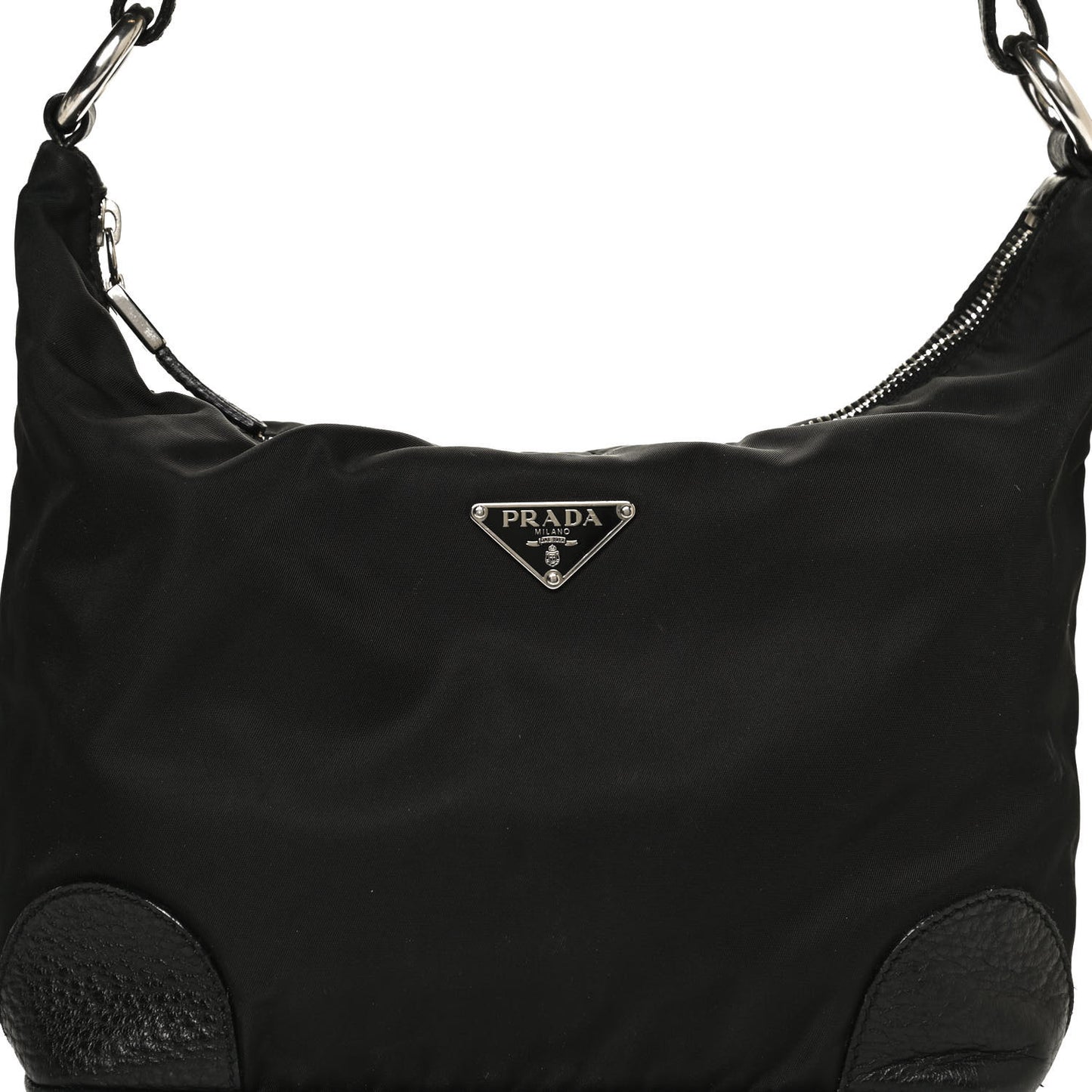 Tessuto Nylon Calfskin Hobo Black