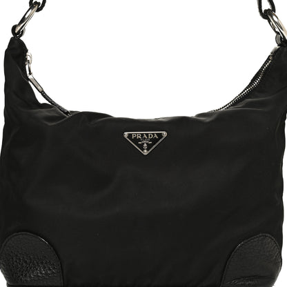 Prada Tessuto Nylon Calfskin Hobo Black 8 of 10