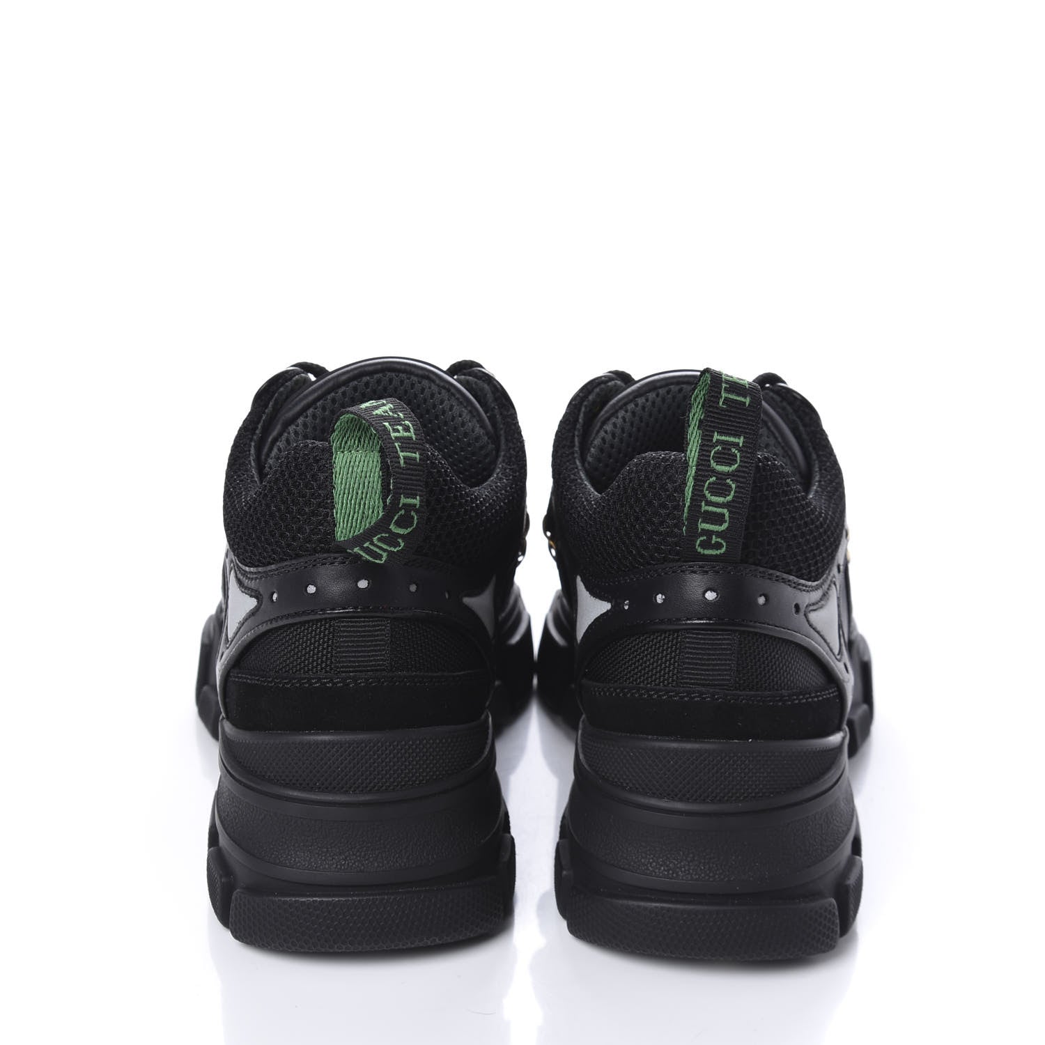 Gucci X SEGA Mesh Suede Calfskin Womens Flashtrek Sneakers 37 Black Silver 6 of 9