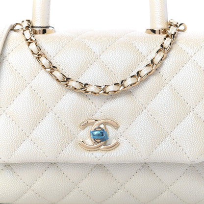 Chanel Iridescent Caviar Quilted Extra Mini Coco Handle Flap White 10 of 10