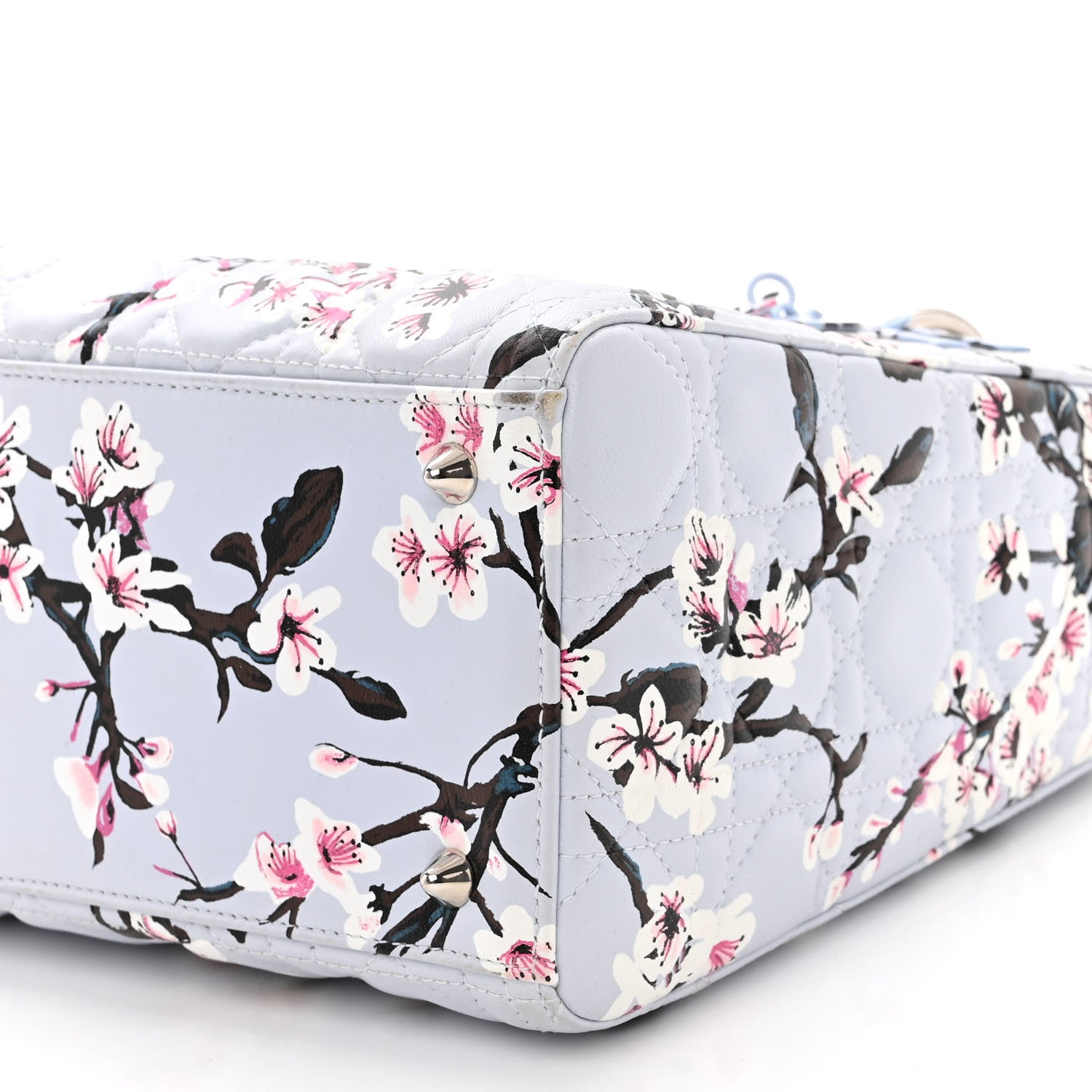 Christian Dior Lambskin Cannage Floral Printed Medium Lady Dior Light Blue 9 of 10