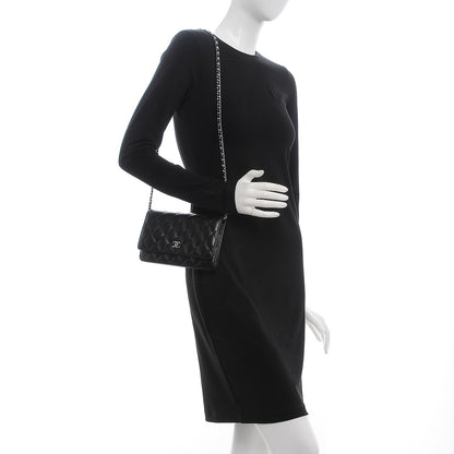 Chanel Lambskin Quilted Wallet On Chain WOC Black 2 of 8