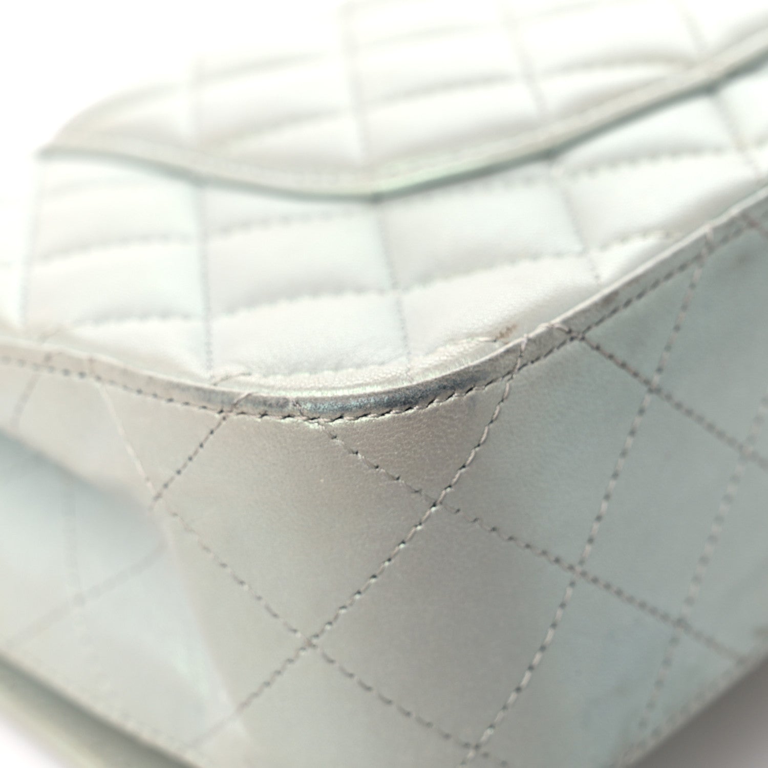 Chanel Iridescent Lambskin Quilted Medium Double Flap Light Blue 10 of 13