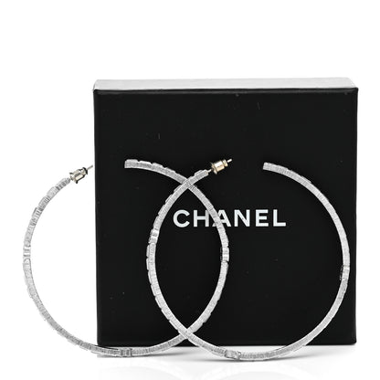 Chanel Baguette Crystal CC Hoop Earrings Silver 5 of 5