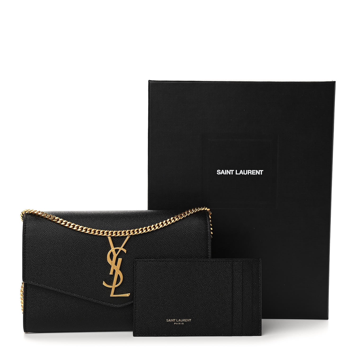 Saint Laurent Grain De Poudre Uptown Chain Wallet Black 11 of 11
