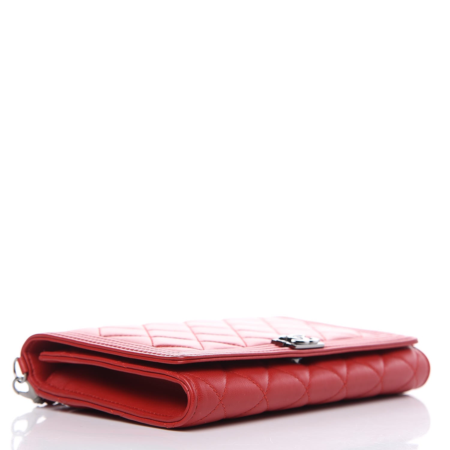 Chanel Lambskin Quilted Boy Wallet On Removable Chain WOC Red 4 of 10