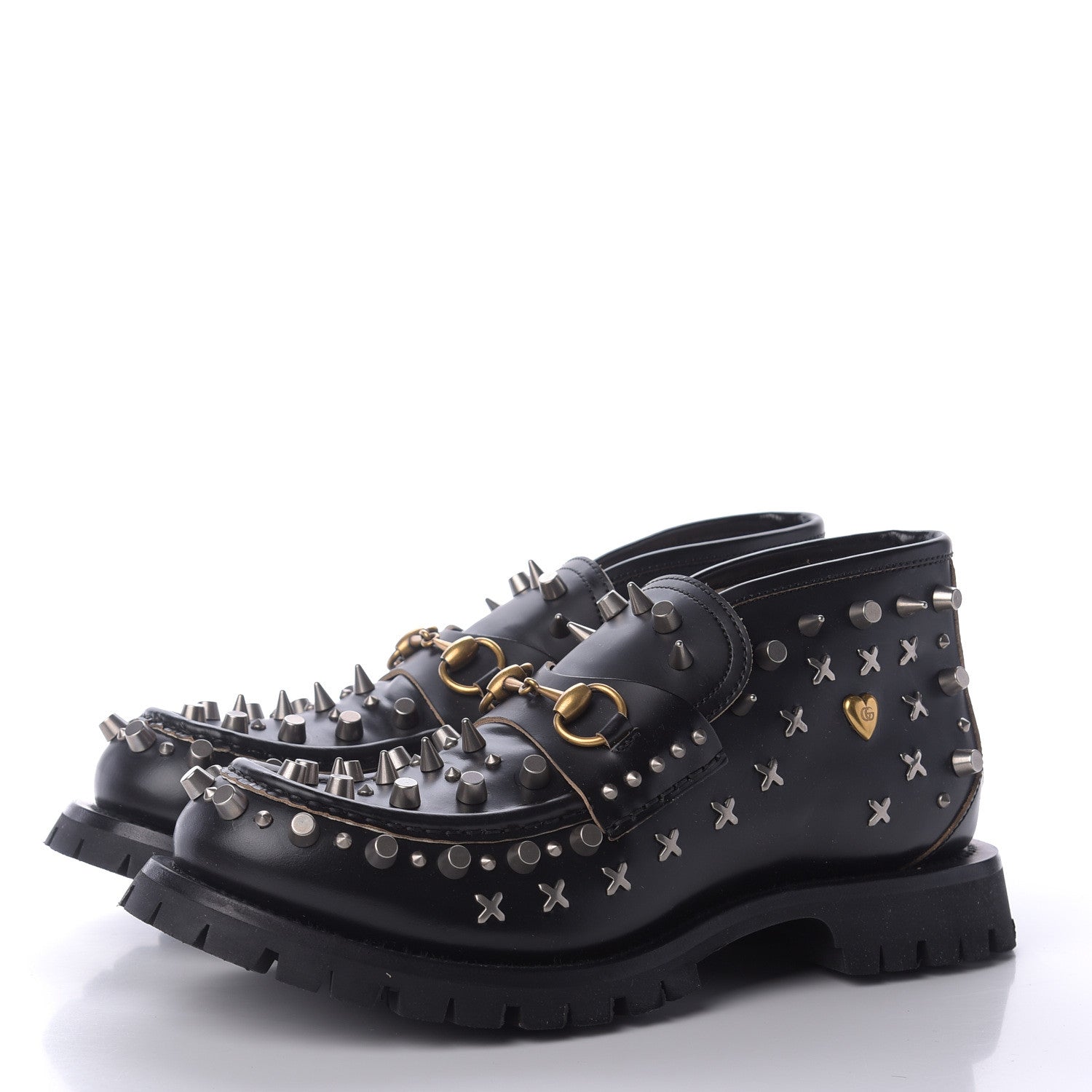 Gucci Cordovan Lux Studded Mens Harald Horsebit Ankle Boots 10 Black 3 of 10