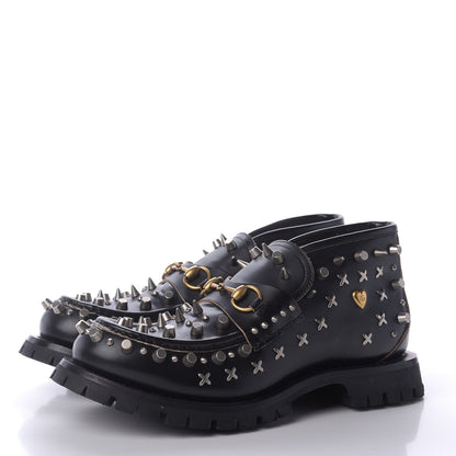 Gucci Cordovan Lux Studded Mens Harald Horsebit Ankle Boots 10 Black 3 of 10