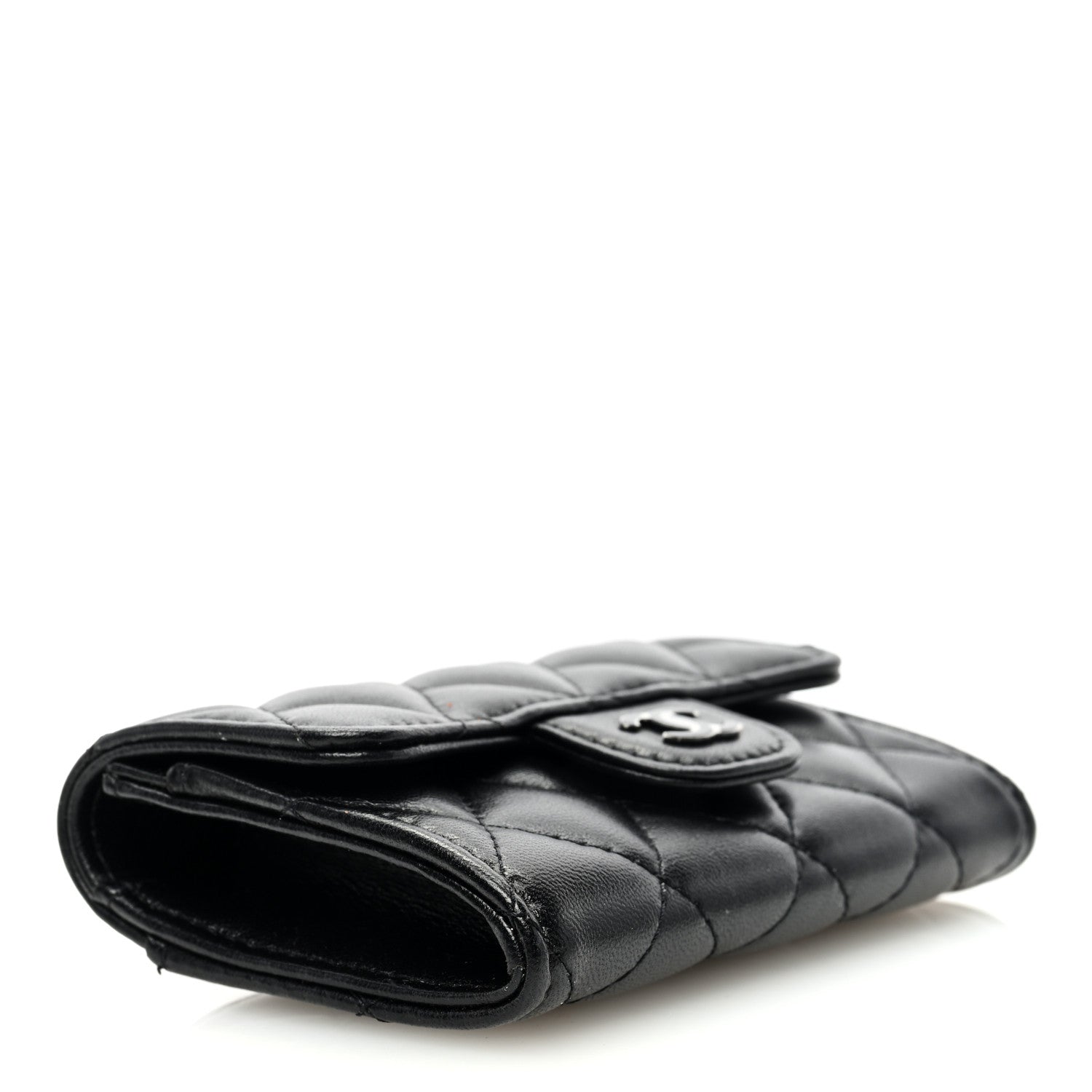Chanel Lambskin Quilted Flap Card Holder Wallet So Black 4 of 9