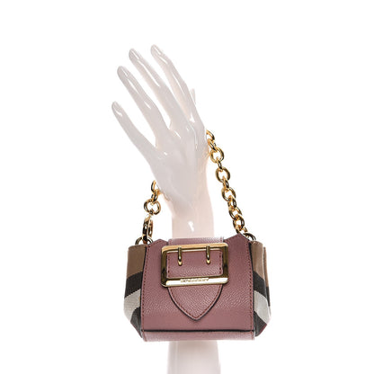 Burberry House Check Soft Grain Calfskin Mini Buckle Tote Charm Dusty Pink 2 of 7