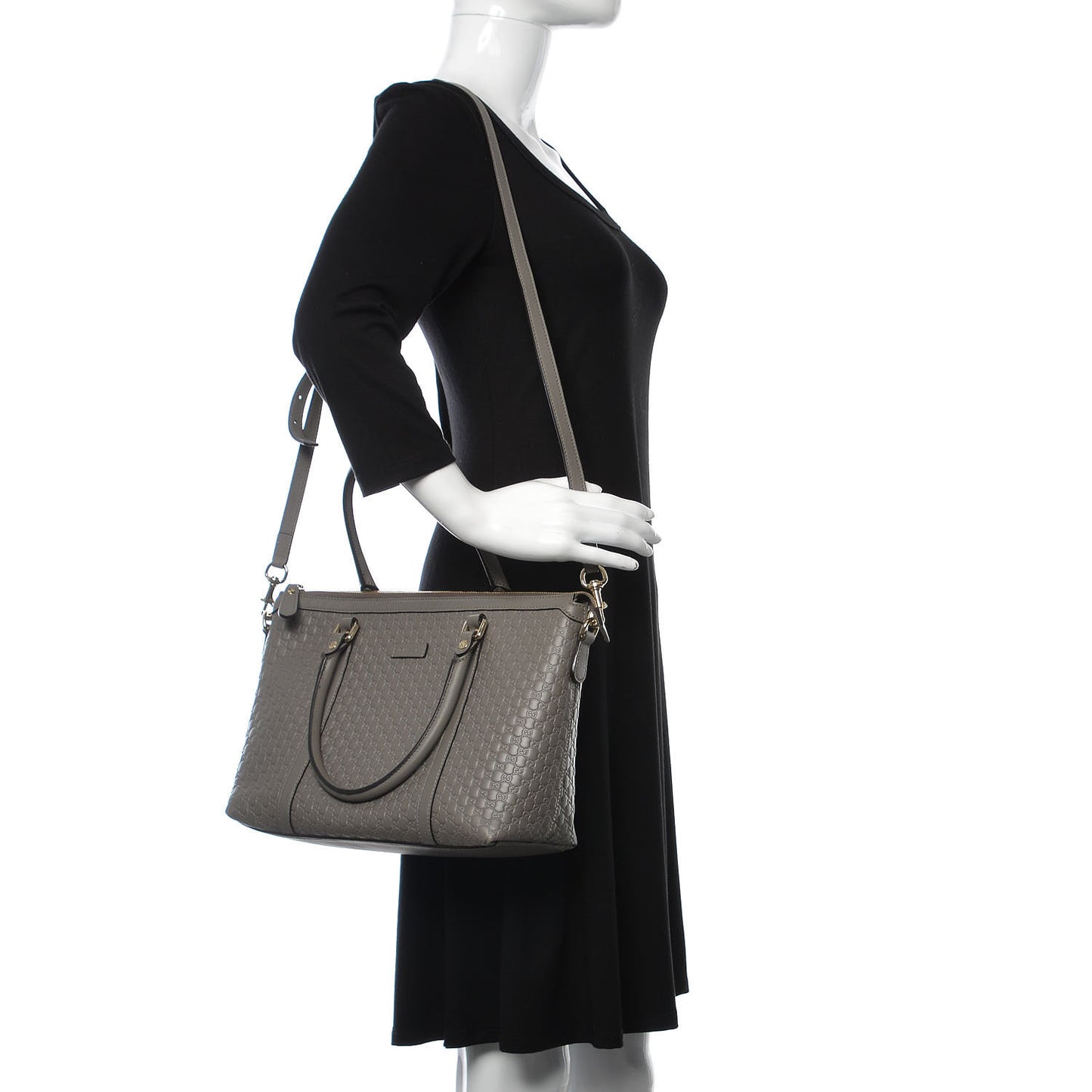 Soft Microguccissima Small Zippered Satchel Loess