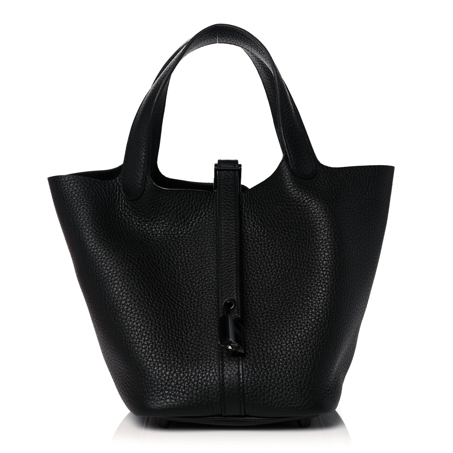 Taurillon Clemence Monochrome Picotin Lock 18 PM Black
