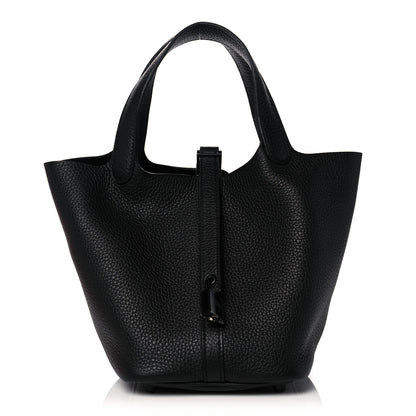 Hermes Taurillon Clemence Monochrome Picotin Lock 18 PM Black 1 of 10